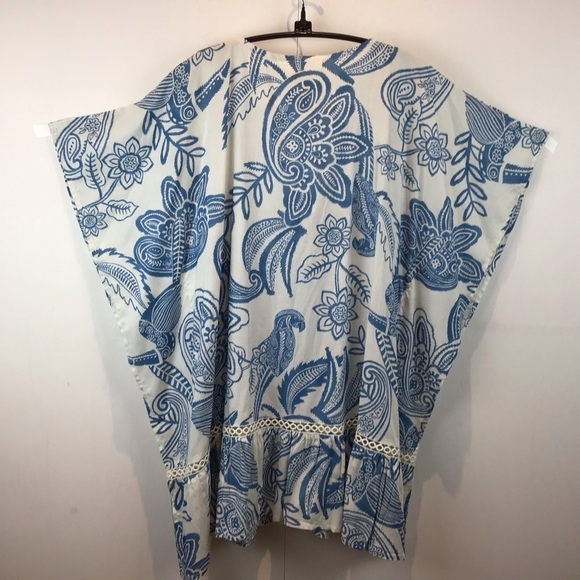 Z & L blue and white print with open weave trim. Large. NWT - Picture 3 of 7